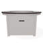 Table de feu ronde en polymère rustique avec tablette au propane-109665452