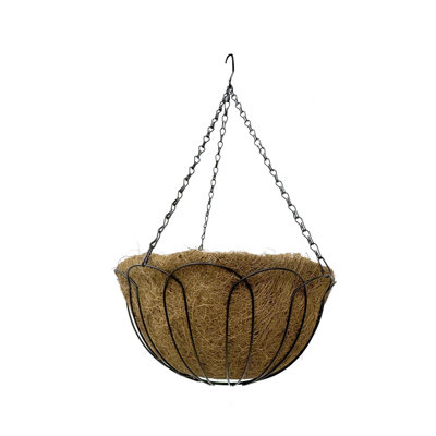  12 in. W Steel Hanging Basket Black