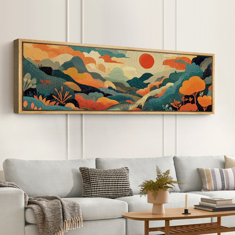 "Colorful Abstract Landscape Illustration" - très grande impression sur toile encadrée, H 20 po x l 60 po x P 1,5 po