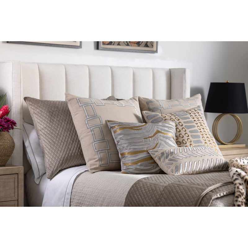 Housse et insert de coussin rectangulaire lombaire intérieur / extérieur Pérou, Sable foncé / platine