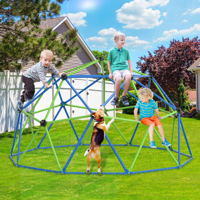 120" W Metal Climbing Dome for Kids Ages 3-10, Outdoor Jungle Gym with 1000lbs Capacity, Weather-Resistant Dome Climber Playground with Easy Assembly, Monkey Bars for Backyard Fun