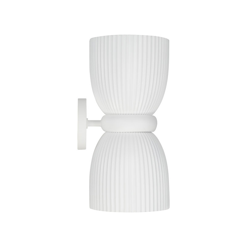 8" W x 16.75" H 2-Light Handcrafted Fluted Ceramic Sconce in Matte White