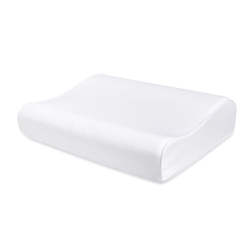 Ergonomic White Memory Foam Contour Pillow with Mesh Cover