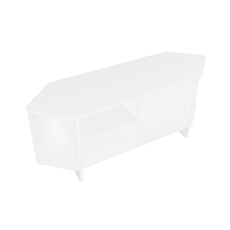 Teo Corner TV Stand – Space-Saving TV Unit for 43–48'' TVs, Compact Media Console with Open Shelves & Cabinet, Ready to Assemble, Available in 7 Colours