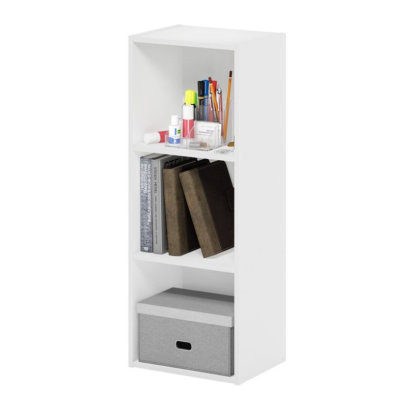 Helissa 3-Tier No Tool Assembly Open Shelf Bookcase, White