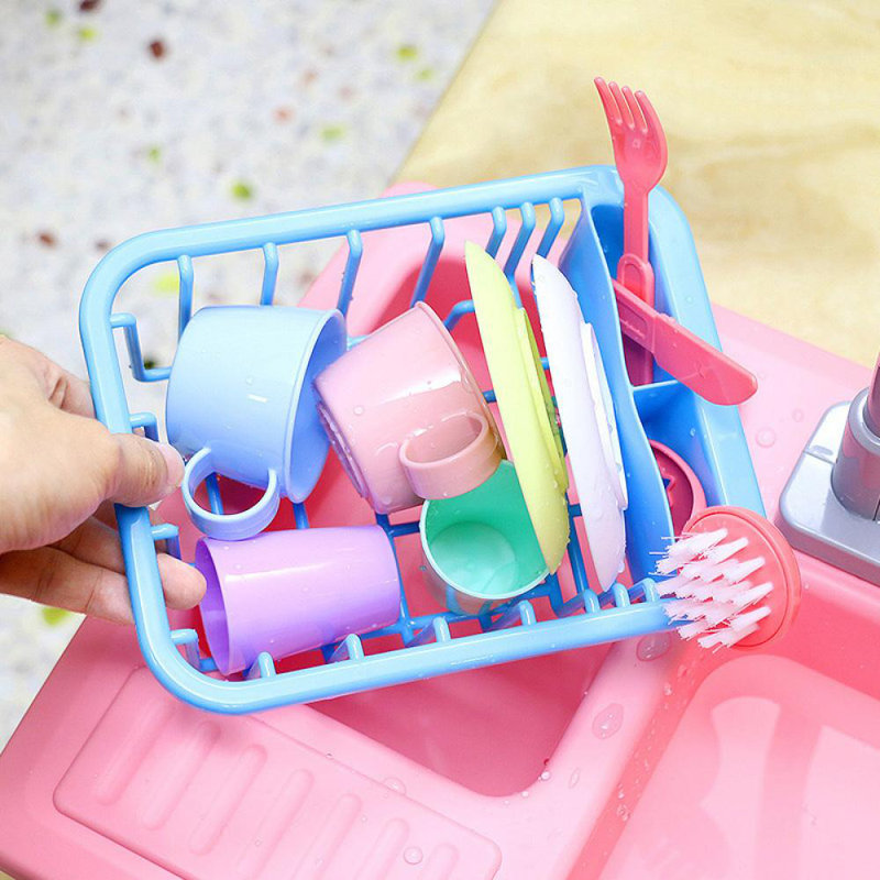 Ensemble de cuisine pour évier de cuisine, jeu de vaisselle pour enfants (sans pile), Bleu