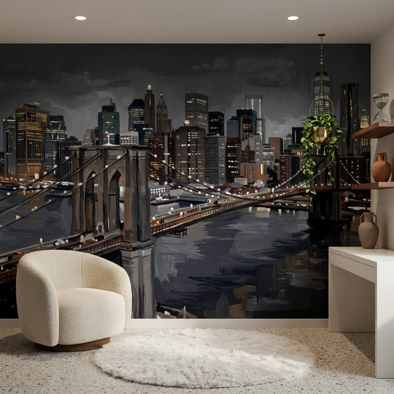 Panneau mural Suspension Bridge, Texturé non collé, 160 po x 108 po