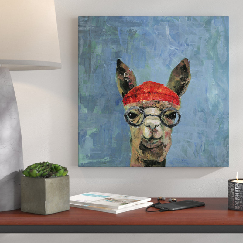 « hipster llama », reproduction sur toile tendue, H 12 po x l 12 po x P 1,5 po