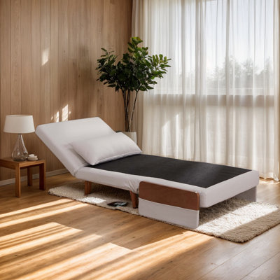 Trio Beige Modern Single-seater Foldable Sleeper Sofa Bed With Breathable Linen Fabric - 6-level Adjustable Backrest, Converts In 10 Sec, Silent Hinges, Space-saving Multi-functional