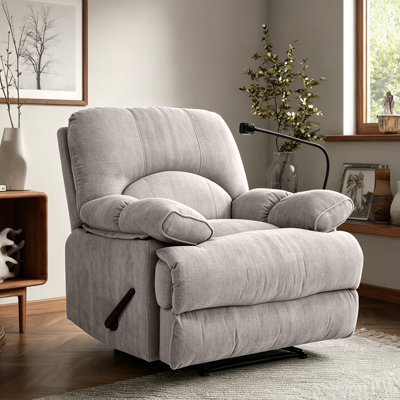 39.76'' Wide Oversized Recliner, Manual Recliner Adults Soft Overstuffed Arms And Back, Chenille Recliner Chair, Recliner Chairs for Adults 400LBS, Extra Wide Recliners, Large Recliner Chair for Living Room, Bedroom--Brown