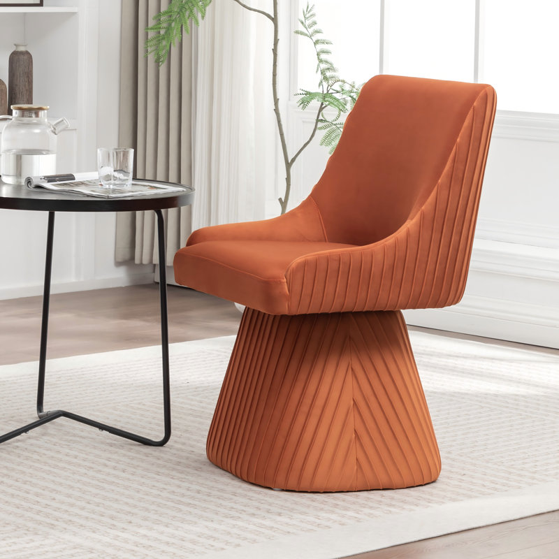 Euclid Modern Velvet Dining Chair, Orange