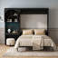 Grand lit escamotable 1 tiroir avec armoire latérale réversible et lumières DEL-1878109849