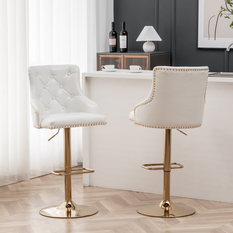 Tabouret de bar pivotant à hauteur réglable, Or, 4 Pieces