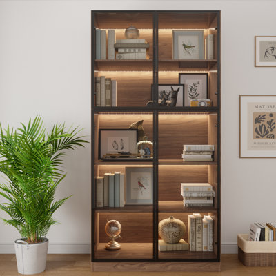 Display Cabinet, 5 Tier Display Case With 4 Glass Doors by Ivy Bronx