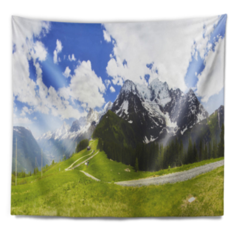 Paysage, vallée, Alpes françaises, tapisserie panoramique, H 78 po x l 92 po