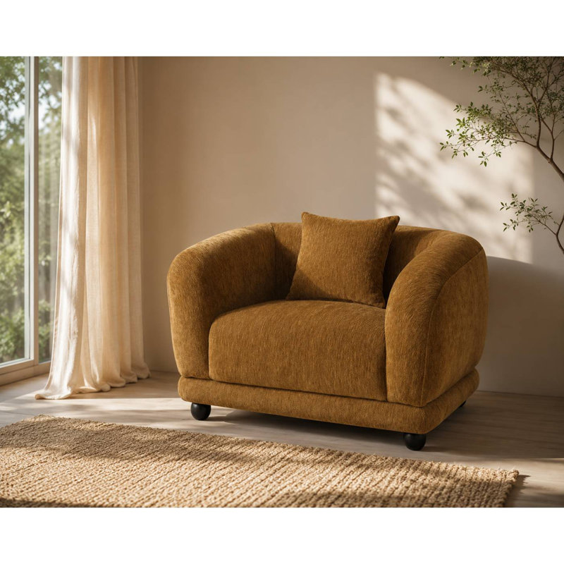 Fauteuil Lennox Brown en chenille avec coussin