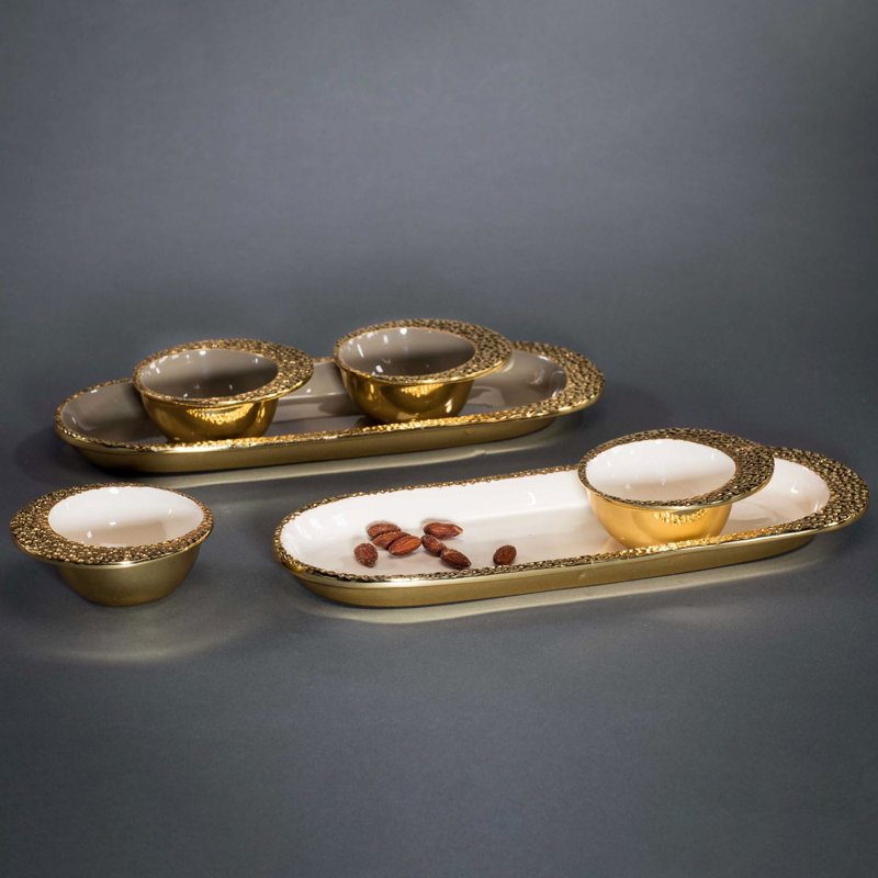 Cosmos Snack Bowl, Gold/Oyster