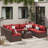 9 Piece Rattan Sectional Seating Group with Cushions-1198207330