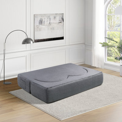 Canapé-lit pliant, canapé de plancher, canapé-lit double en futon avec rembourrage en mousse, adapté pour le salon, les invités, le bureau et un appartement (gris)