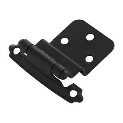 Surface Self-Closing Variable overlay, 3/8 Inch Inset Face Frame Self-Close - Black - Cabinet Door Hinges (Set of 10)
