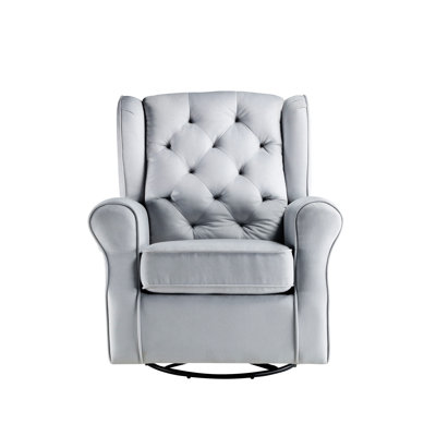 Zeger Gray Fabric Glider Chair With Swivel