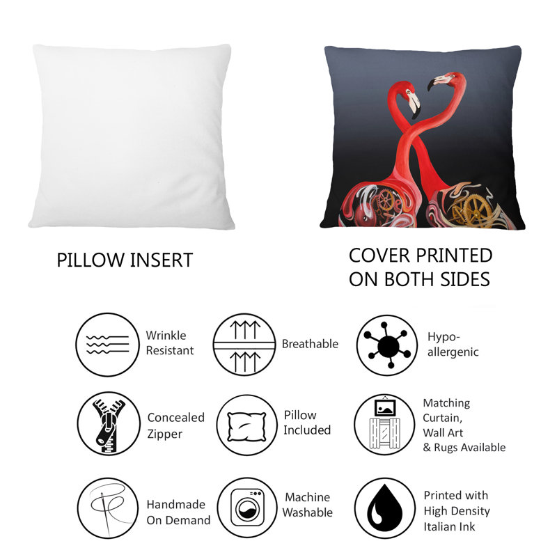 Coussin Flamingo Birds Kissing