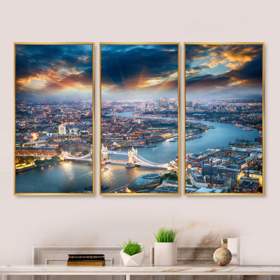 " Aerial View Of London At Dusk " 3 - Pieces