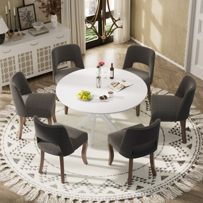 Ensemble de salle à manger à piédestal rond avec chaise en bois