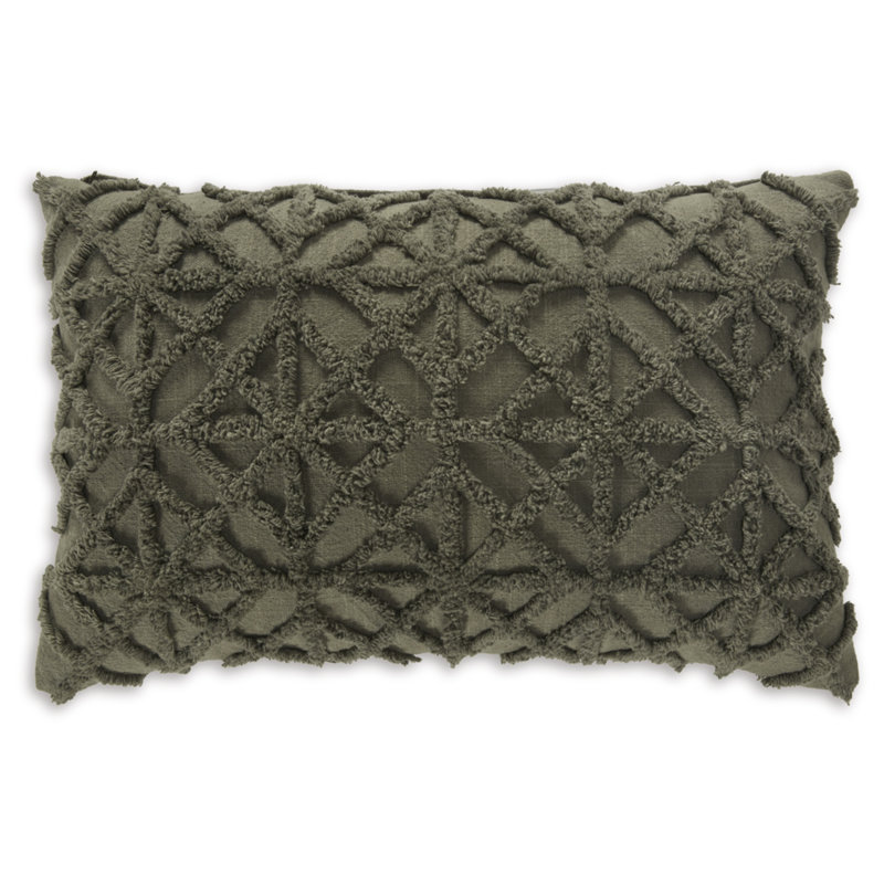Green Diamond Tufted Rectangular Cotton Pillow