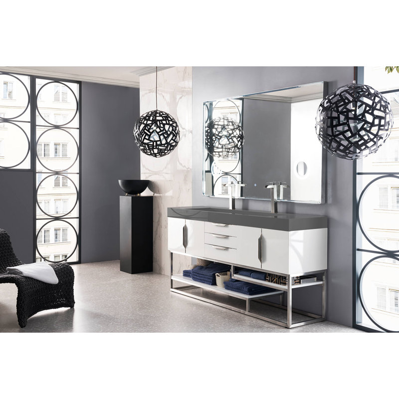 Columbia 72'' W Single Vanity, Glossy White, Dusk Gray, Brushed Nickel