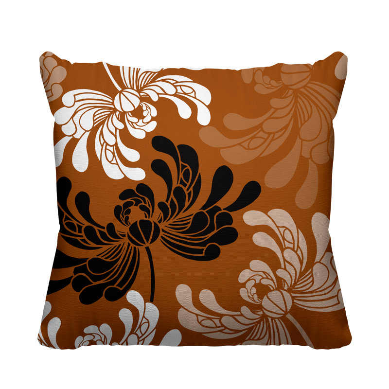 Coussin décoratif intérieur / extérieur Marilyn, 17 po x 17 po, Orange brûlé, Carré