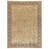 Hand Knotted Wool Area Rug in Rose And Navy