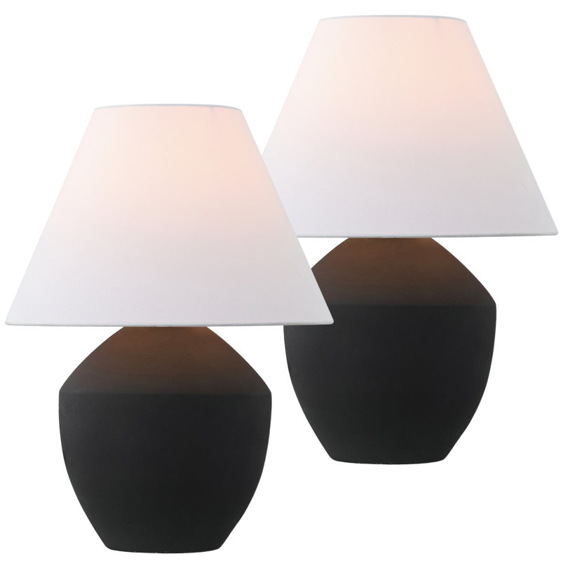 Ralf 20.5" Minimalist Scandinavian Resin/Iron LED Table Lamp, Matte Black