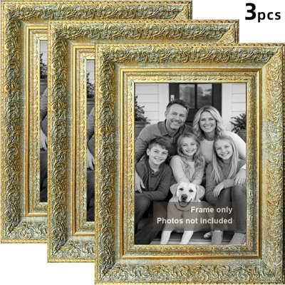 Cadre photo 3 pièces 5 "x 7" doré antique