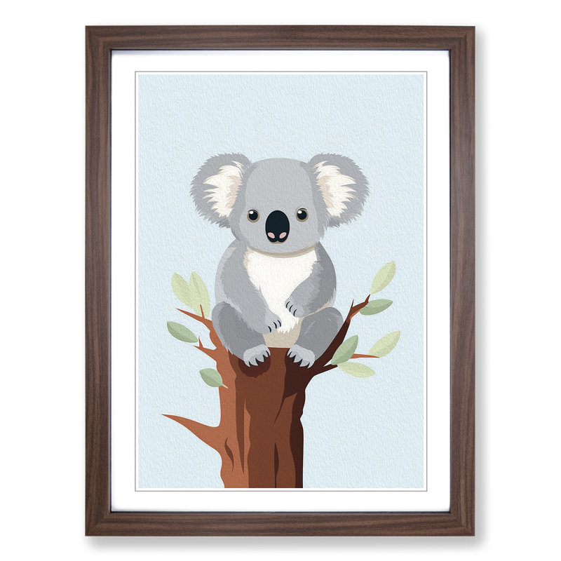 Koala Bear Minimalism No.2 - Framed Print, 46cm H x 34cm W x 2cm D, Walnut 