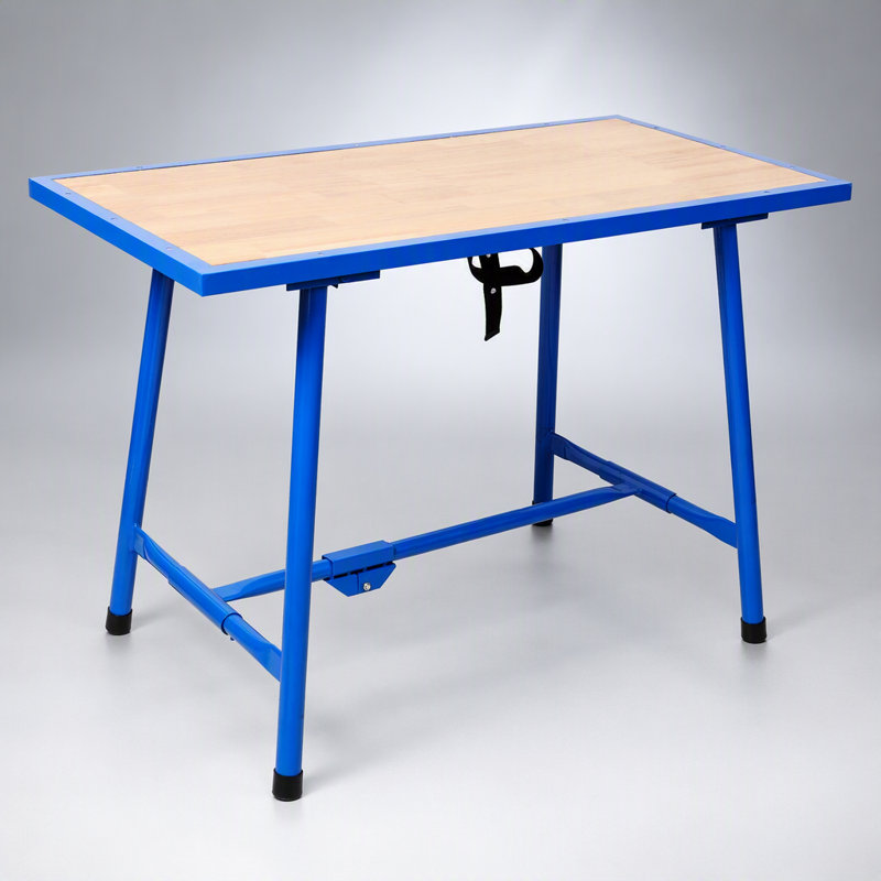 Banc de travail pliable avec capacité de charge de 660 lb, idéal pour les ateliers et les garages, alliant durabilité et efficacité de l'espace.