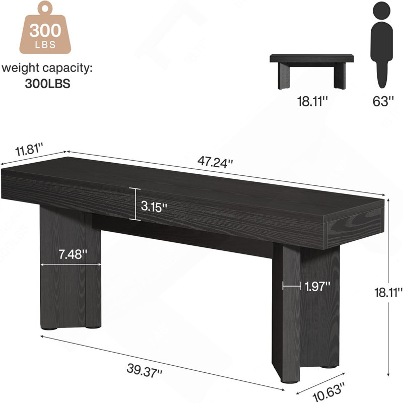 Triangular Foot Design Kitchen Table Bench,Entryway Shoe Storage, Black