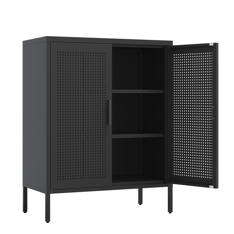 Metal Storage Cabinet With 2 Doors And 2 Adjustable Shelves, Steel Storage Cabinet, Metal File Cabinet For Home Office School Gym