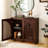 Mid Century Modern Fluted Sideboard Cabinet With 2 Outlet Holes, Buffet Cabinet With Storage, Narrow Side Cabinet For Living Room Entryway Hallway Kitchen Coffee Bar, Dark Walnut-979649644