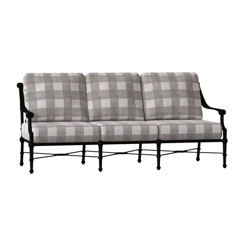 Delphi Outdoor 3 - Seat Patio Sofa, Textured Black, Impact Vapor Gray Sunbrella®