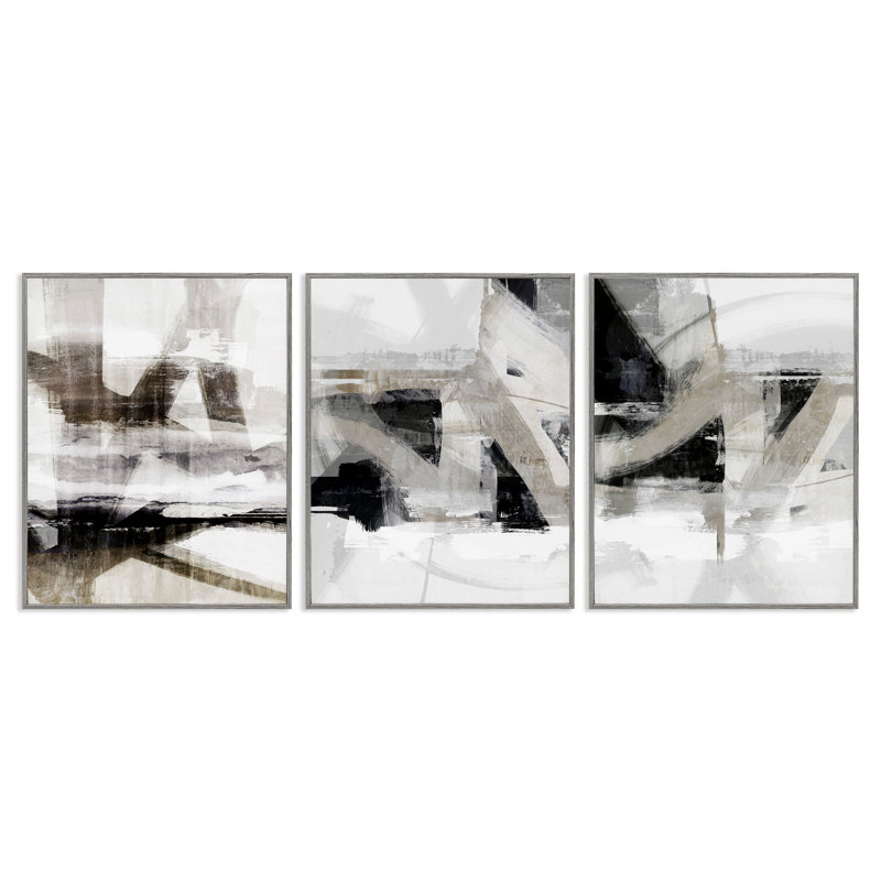  Ensemble de 3 giclées Industrial Industrial Steaked Composition par Nina Blue, Estampe numérique Farmhouse