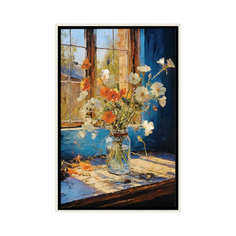 «Summer Window III», reproduction d'art murale encadrée, Blanc patiné, Reproduction encadrée sans passe-partout