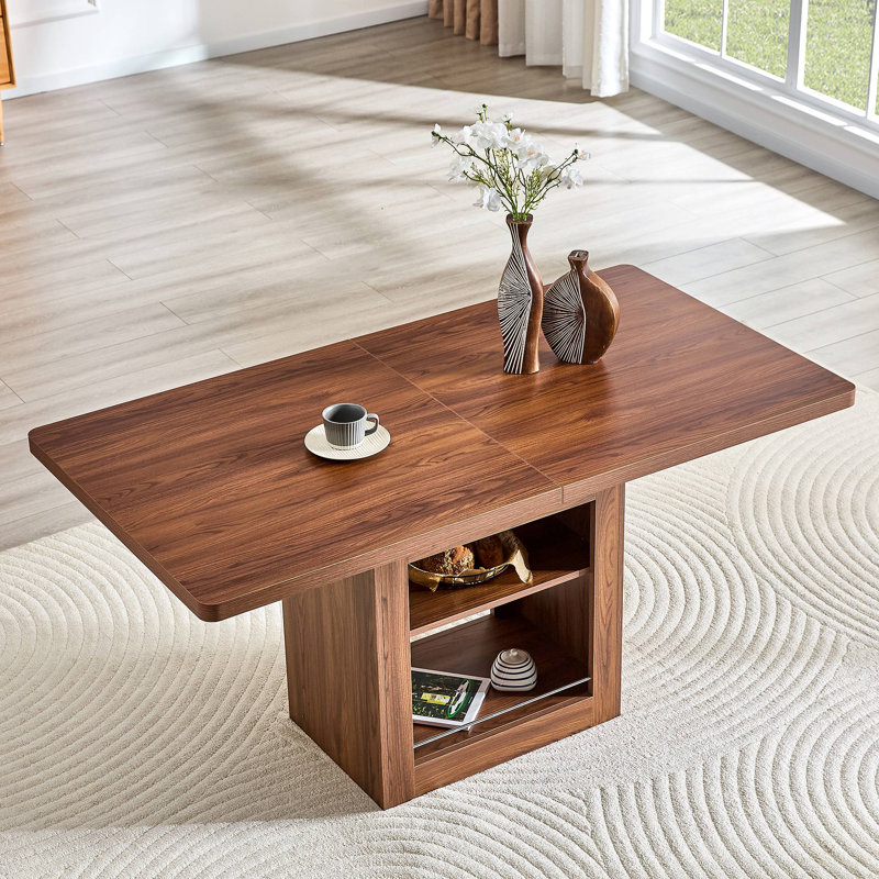 An Expandable Dining Table With Storage Space ,Expandable Kitchen Dining Table. Rectangular Pull Table With Sturdy MDF Frame,  Accommodating 4-8 People.