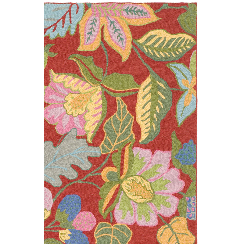 Tapis floral en laine touffeté à la main Arber, Rectangle 4 pi x 6 pi