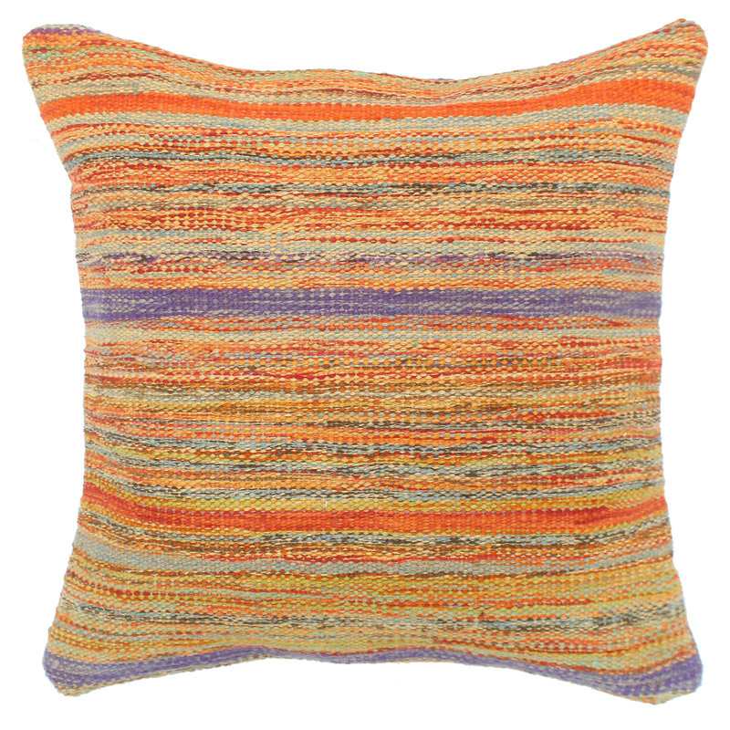 Coussin en kilim Bayadere, Rouille / bleu / mauve / rouge