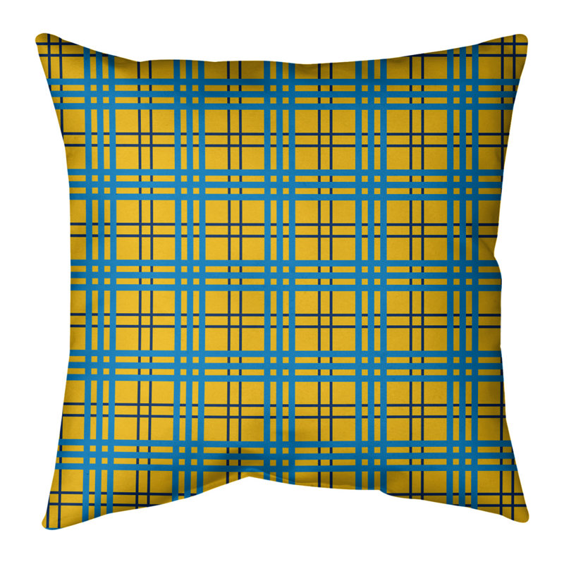 Coussin Los Angeles, 20 po X 20 po, Jaune / bleu / bleu foncé Los Angeles , Polyester/ Bourre en polyester