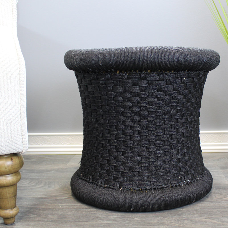 Tabouret d'appoint en rotin Grabowski, Noir