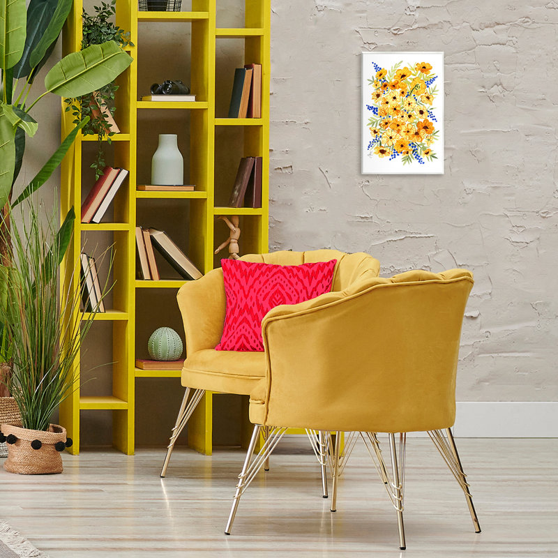 "Golden Cosmos Flowers", art mural par Alexandria Gilbert Kincaid, H 15 po x l 10 po