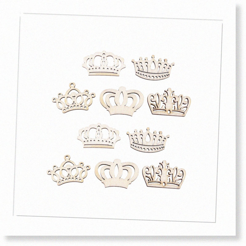 100pcs Crown Shape Wood Slices 32mm