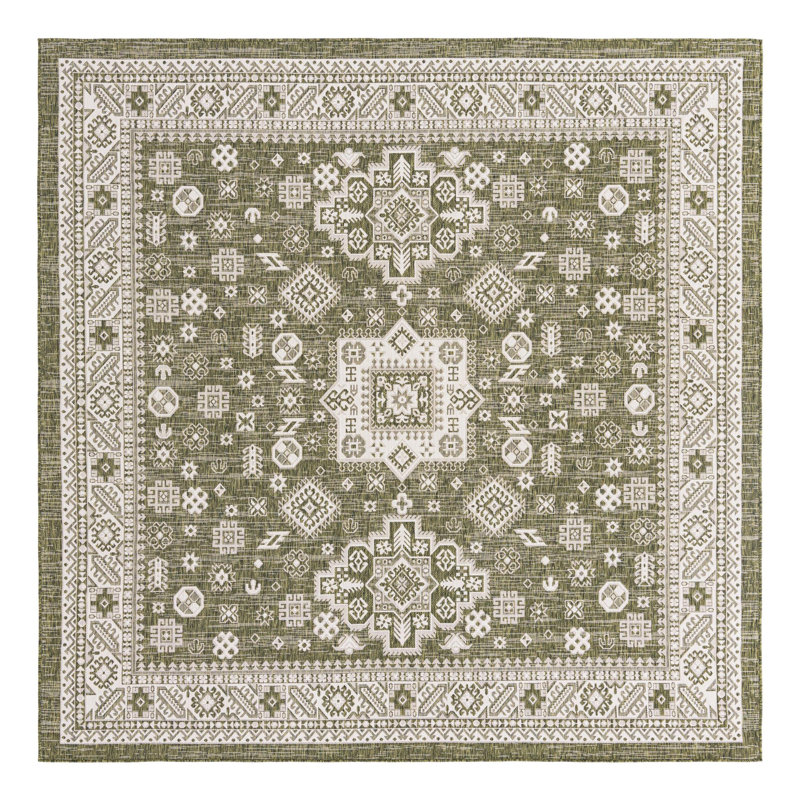Tapis intérieur / extérieur brun Anarsja Southwestern, Carré 10 pi